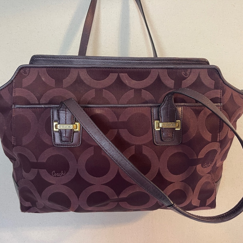 Coach Op Art Alexis Carryall Tote Bag - Bordeaux - Picture 3 of 5